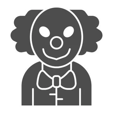 Evil clown solid icon, halloween concept, smiling clown sign on white background Stockillustratie