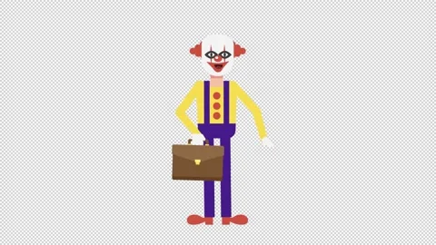 Evil Clown Waving with Briefcase Video stock 205060011