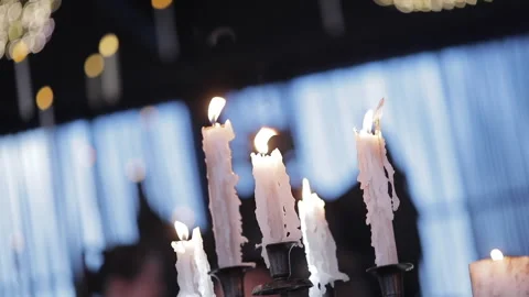Evil dancing on the background of candles, halloween party Stock Footage 138181093