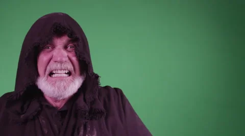 Evil Dark Wizard Laughs at You on a Green Screen Stock Footage 45785032