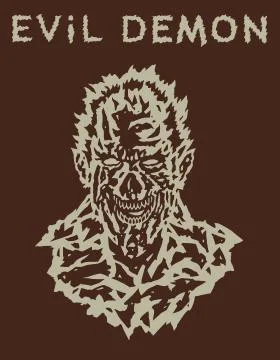 Evil demon head of the with a creepy face. Vector illustration. Illustrazione stock