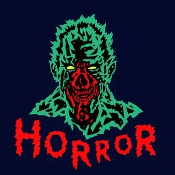 Evil demon head of the with a torn face. Vector illustration. Stock Illustration