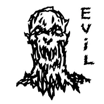 Evil demon head. Vector illustration. Stock Illustration
