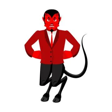 Evil Devil. Angered by Satan. Red Demon furious. Angry Lucifer. prince of dar Stock Illustration