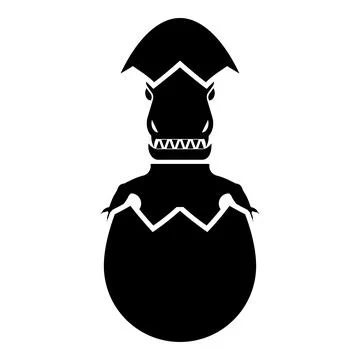 Evil dinosaur hatch from egg cracked eggshell icon black color vector illus.. Stock Illustration