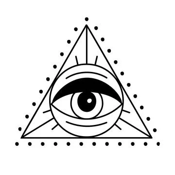Evil doodle eye. Hand drawn witchcraft eye talisman, magical sacred symbol Stock Illustration
