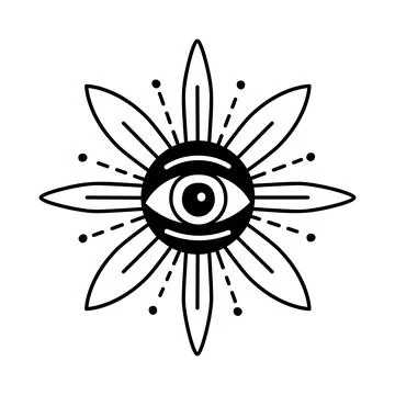 Evil doodle eye. Hand drawn witchcraft eye talisman, magical sacred symbol Stock Illustration