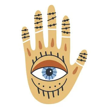 Evil doodle eye. Hand drawn witchcraft eye talisman, magical sacred symbol Stock Illustration