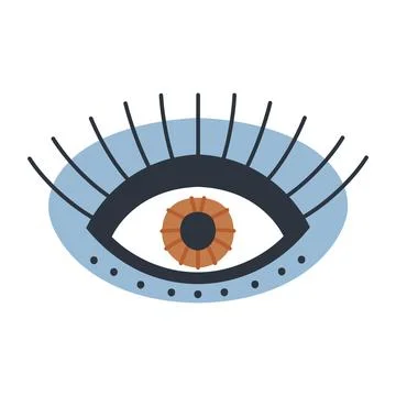 Evil doodle eye. Hand drawn witchcraft eye talisman, magical sacred symbol Stock Illustration