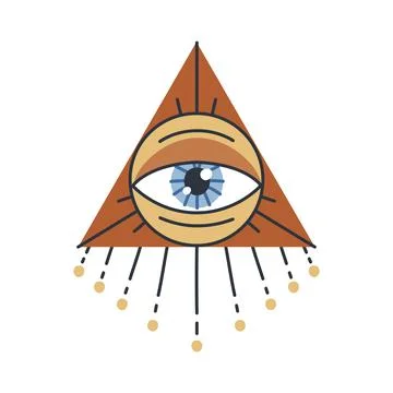 Evil doodle eye. Hand drawn witchcraft eye talisman, magical sacred symbol Stock Illustration