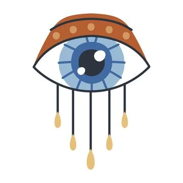 Evil doodle eye. Hand drawn witchcraft eye talisman, magical sacred symbol Stock Illustration