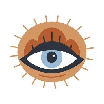 Evil doodle eye. Hand drawn witchcraft eye talisman, magical sacred symbol Stock Illustration