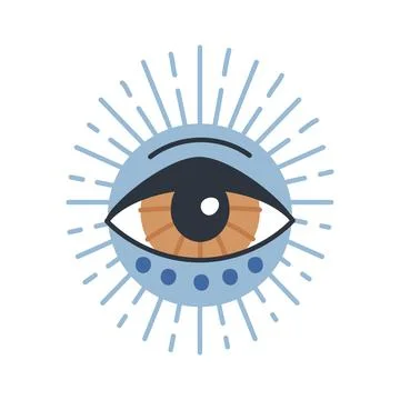 Evil doodle eye. Hand drawn witchcraft eye talisman, magical sacred symbol Stock Illustration