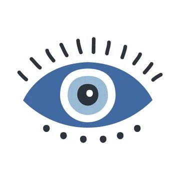Evil doodle eye. Hand drawn witchcraft eye talisman, magical sacred symbol Stock Illustration