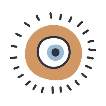 Evil doodle eye. Hand drawn witchcraft eye talisman, magical sacred symbol Stock Illustration
