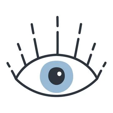 Evil doodle eye. Hand drawn witchcraft eye talisman, magical sacred symbol Stock Illustration