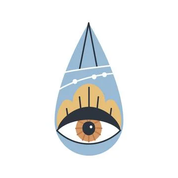 Evil doodle eye. Hand drawn witchcraft eye talisman, magical sacred symbol Stock Illustration