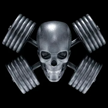 Evil dumbbell skull Illustrazione stock