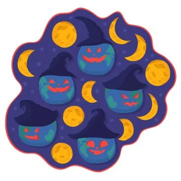 Evil Earths set smiling Stock Illustration