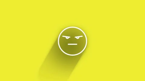 Evil Emoji Symbol While Shadow Passes All Around on Yellow Background in 4K Stock Footage 153798837