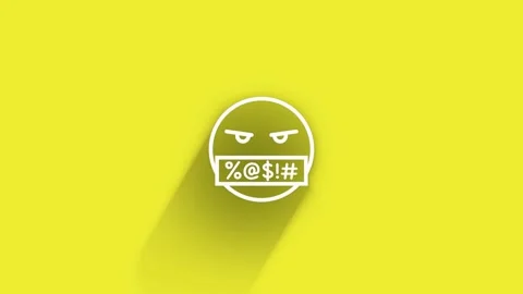 Evil Emoji Symbol While Shadow Passes All Around on Yellow Background in 4K Vidéo 153799695