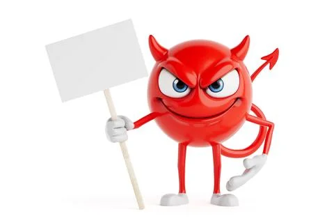 Evil Emotion And Warning Concept With Provocative Message. Red Devil Cartoo.. イラスト素材