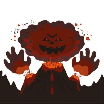 Evil erupting volcano Stock Illustration