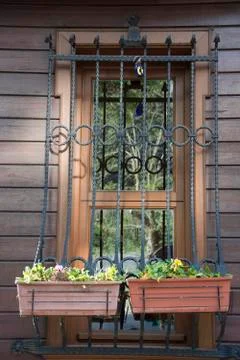 Evil eye beaded window Stock Photos