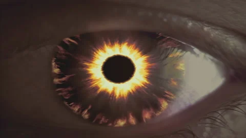 Evil eye with a burning iris. Fantasy or horror cinematic footage. Symbol of Stock Footage 165675204