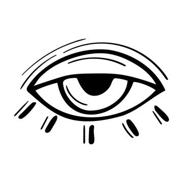 Evil eye. Doodle abstract talisman. Mystical element. Magical hand drawn sign Stock Illustration
