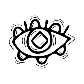 Evil eye. Doodle abstract talisman. Magical hand drawn sign. Mystical element Stock Illustration