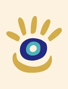 Evil eye ethnic wall art template Stock Illustration
