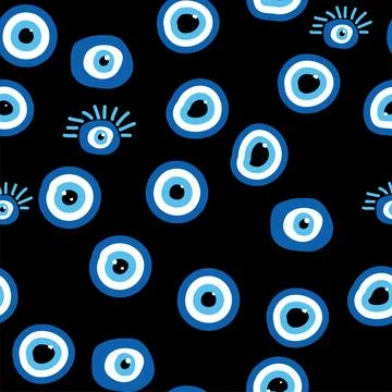 Evil eye Heavenly seamless pattern with suns, moons, stars, palms. For textil Ilustración de archivo