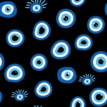 Evil eye Heavenly seamless pattern with suns, moons, stars, palms. For textil Stock Illustration