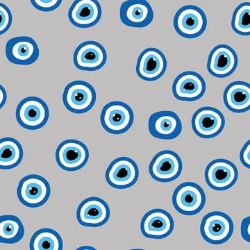 Evil eye Heavenly seamless pattern with suns, moons, stars, palms. For textil Stock Illustration
