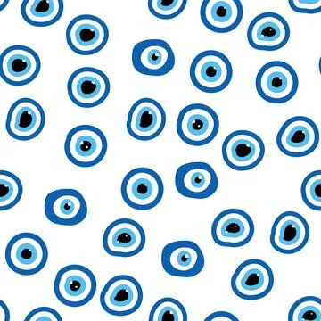 Evil eye Heavenly seamless pattern with suns, moons, stars, palms. For text.. Stock Illustration