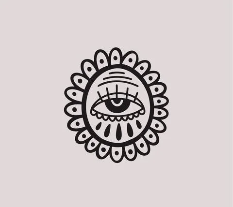 Evil eye icon third element hand drawn.Esoteric mystic symbol,authentic icon. Stock Illustration