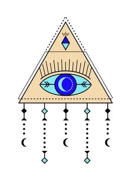Evil eye icon vector. Colorful Eye of providence and esoteric symbols. Stock Illustration