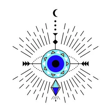 Evil eye icon vector. Colorful Eye of providence and esoteric symbols. Stock-Illustration