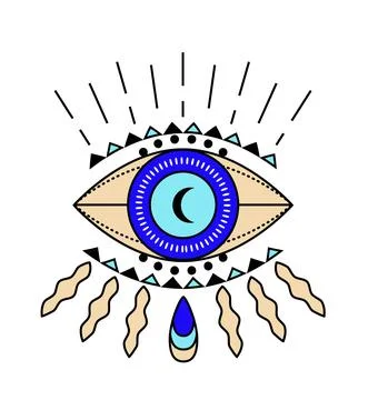Evil eye icon vector. Colorful Eye of providence and esoteric symbols. Stock Illustration
