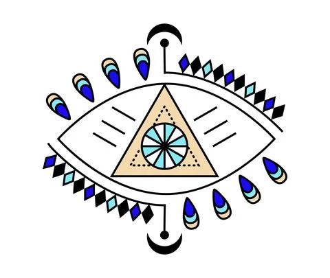 Evil eye icon vector. Colorful Eye of providence and esoteric symbols. Stock-Illustration
