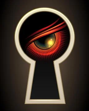 Evil Eye Looking Through a Keyhole Illustrazione stock