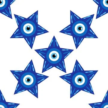 Evil eye magic seamless pattern. Symbol of protection, Turkish souvenir Stock Illustration