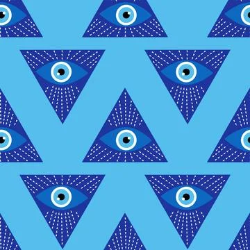 Evil eye magic seamless pattern. Symbol of protection, Turkish souvenir Stock Illustration