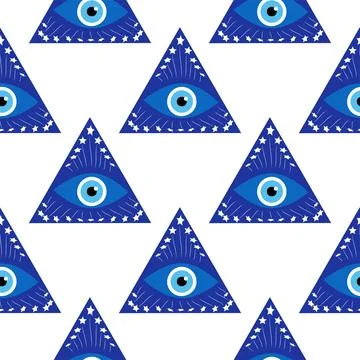 Evil eye magic seamless pattern. Symbol of protection, Turkish souvenir Stock Illustration