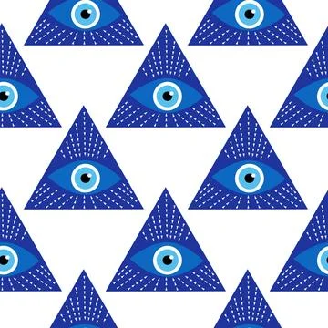 Evil eye magic seamless pattern. Symbol of protection, Turkish souvenir Stock Illustration