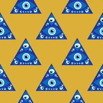 Evil eye magic seamless pattern. Symbol of protection, Turkish souvenir Stock Illustration