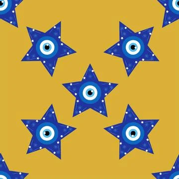 Evil eye magic seamless pattern. Symbol of protection, Turkish souvenir Stock Illustration