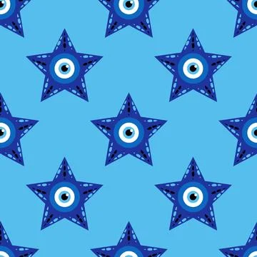 Evil eye magic seamless pattern. Symbol of protection, Turkish souvenir Stock Illustration