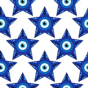 Evil eye magic seamless pattern. Symbol of protection, Turkish souvenir Stock Illustration